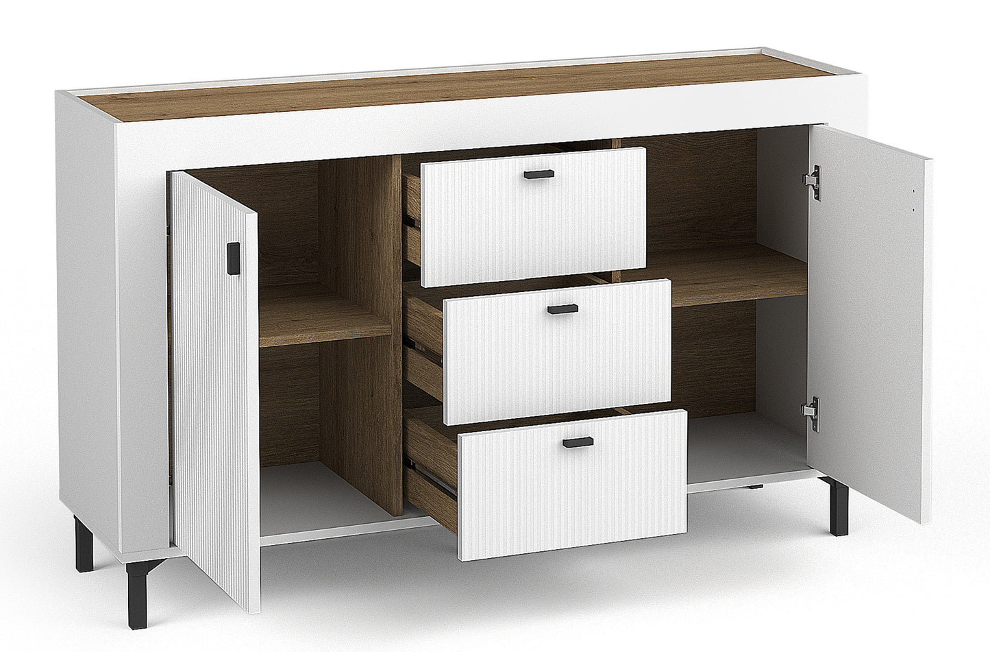 Kumode Lamos 130/77/38 cm balts/melns