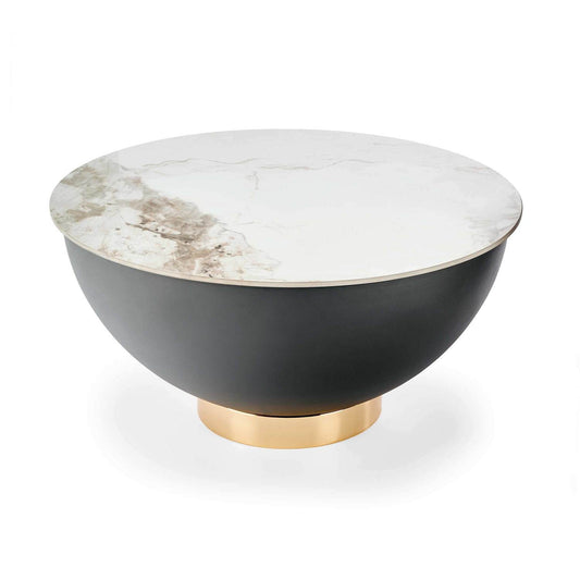 Kafijas galdiņš CC 73/37 cm balts marmors/pelēks/zelts - N1 Home