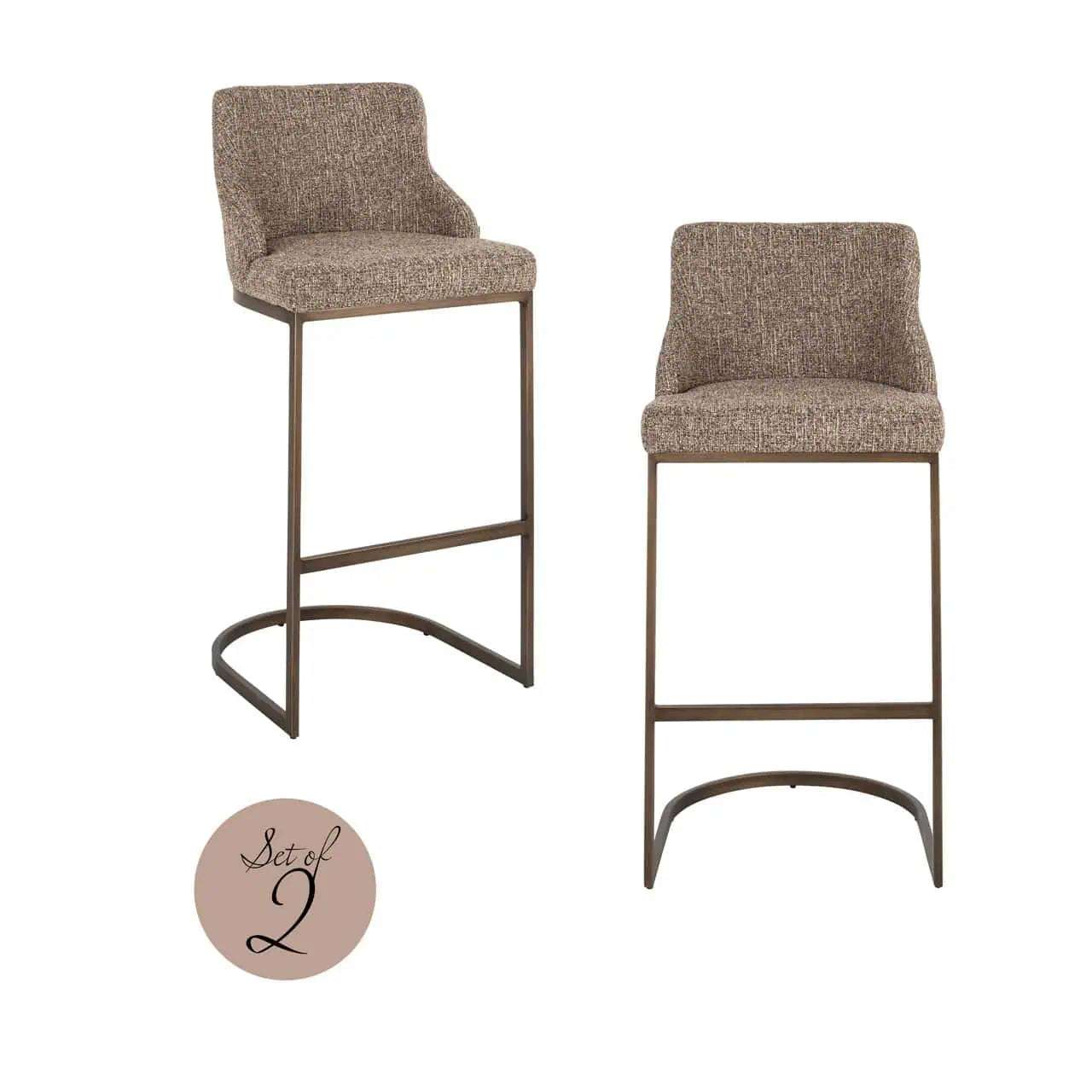 Bāra krēsls Bolton (Set of 2) Richmond Interiors 103/48/48 cm brown tweed - N1 Home