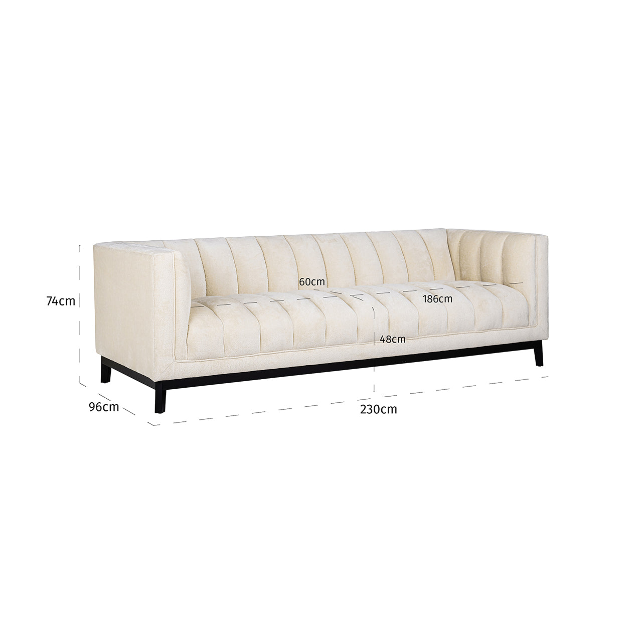 Dīvāns Beaudy Richmond Interiors 74/230/96 cm FR-Bergen 900 white chenille - N1 Home
