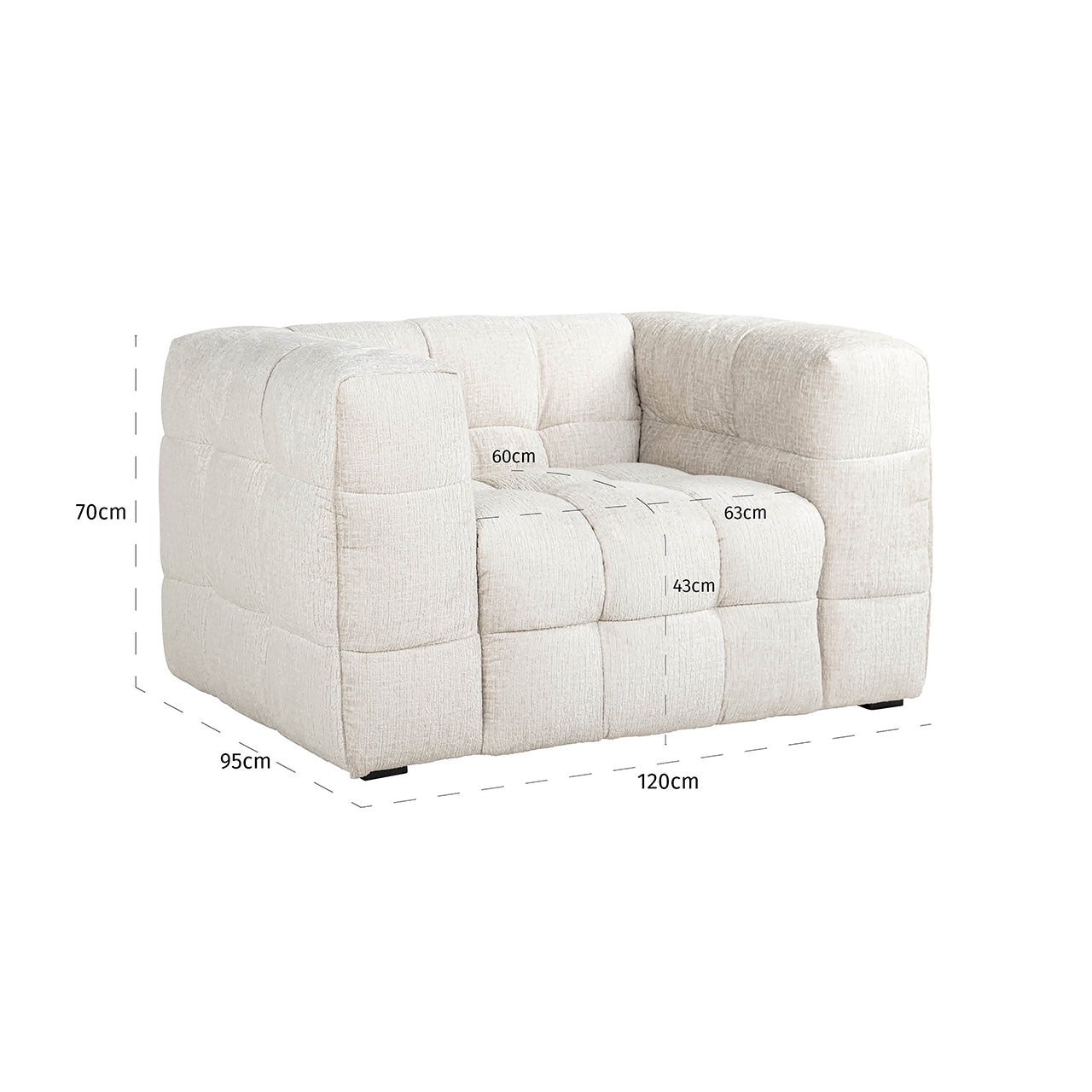 Atpūtas krēsls Merrol Richmond Interiors 70/120/95 cm FR-Fusion 02 Cream - N1 Home
