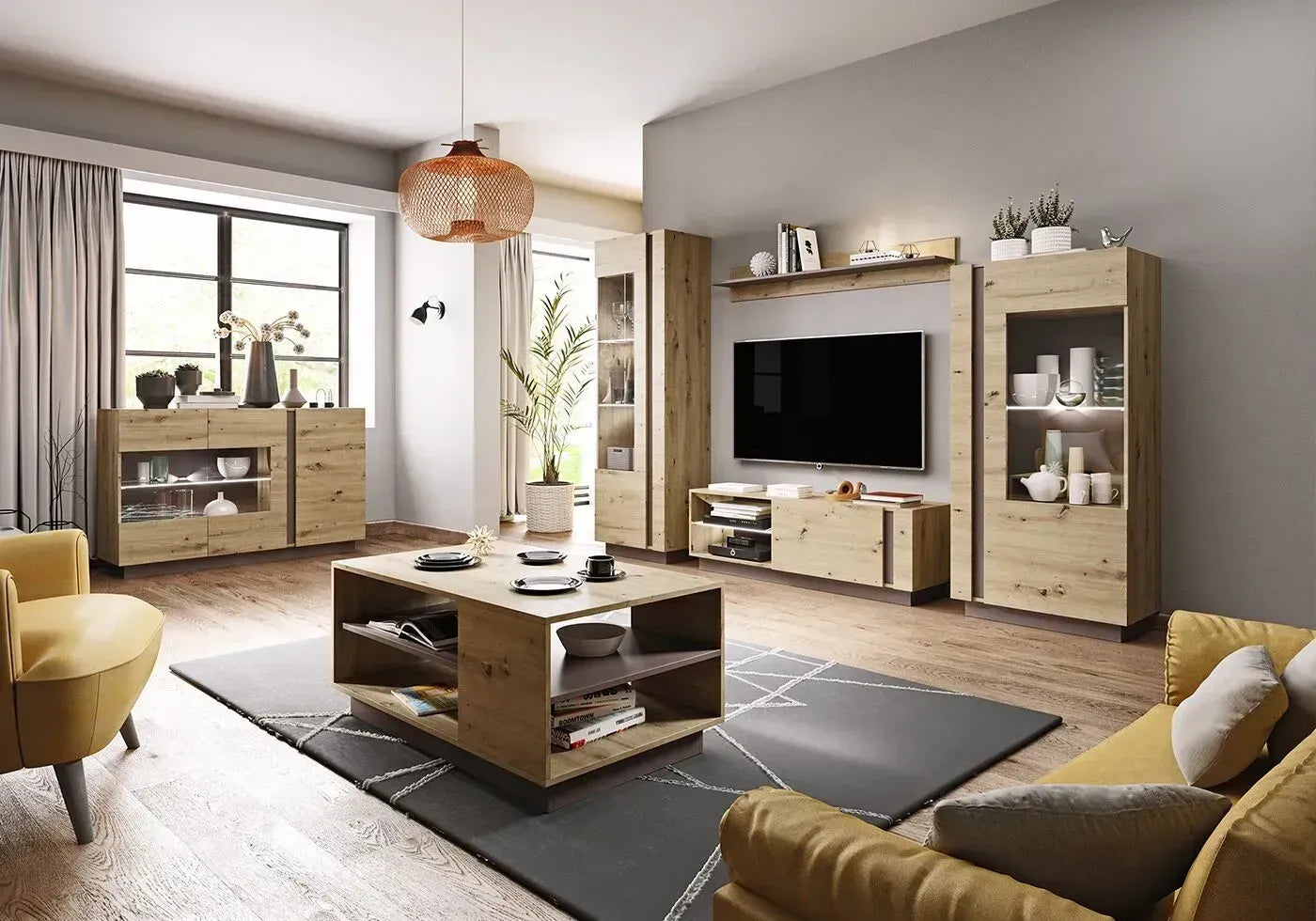 TV skapis Arci 187,5/45,5/40 cm antracits/ozols - N1 Home