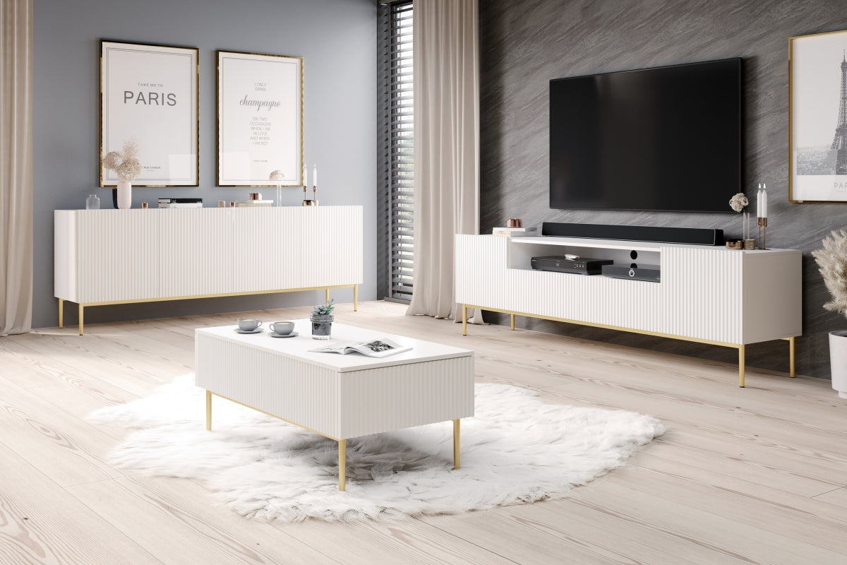 Kafijas galdiņš AUSTIN 120/48/60 zelts/balts - N1 Home