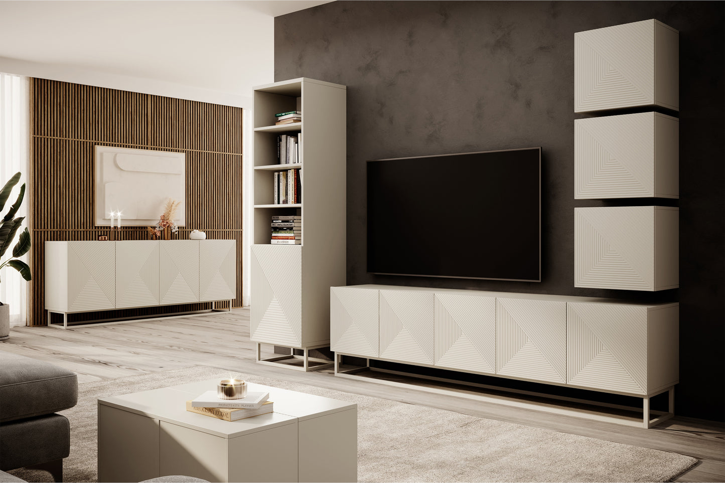 OSLO RTV kumode uz metāla kājām 200/56/40 cm kašmirs/kašmirs - N1 Home