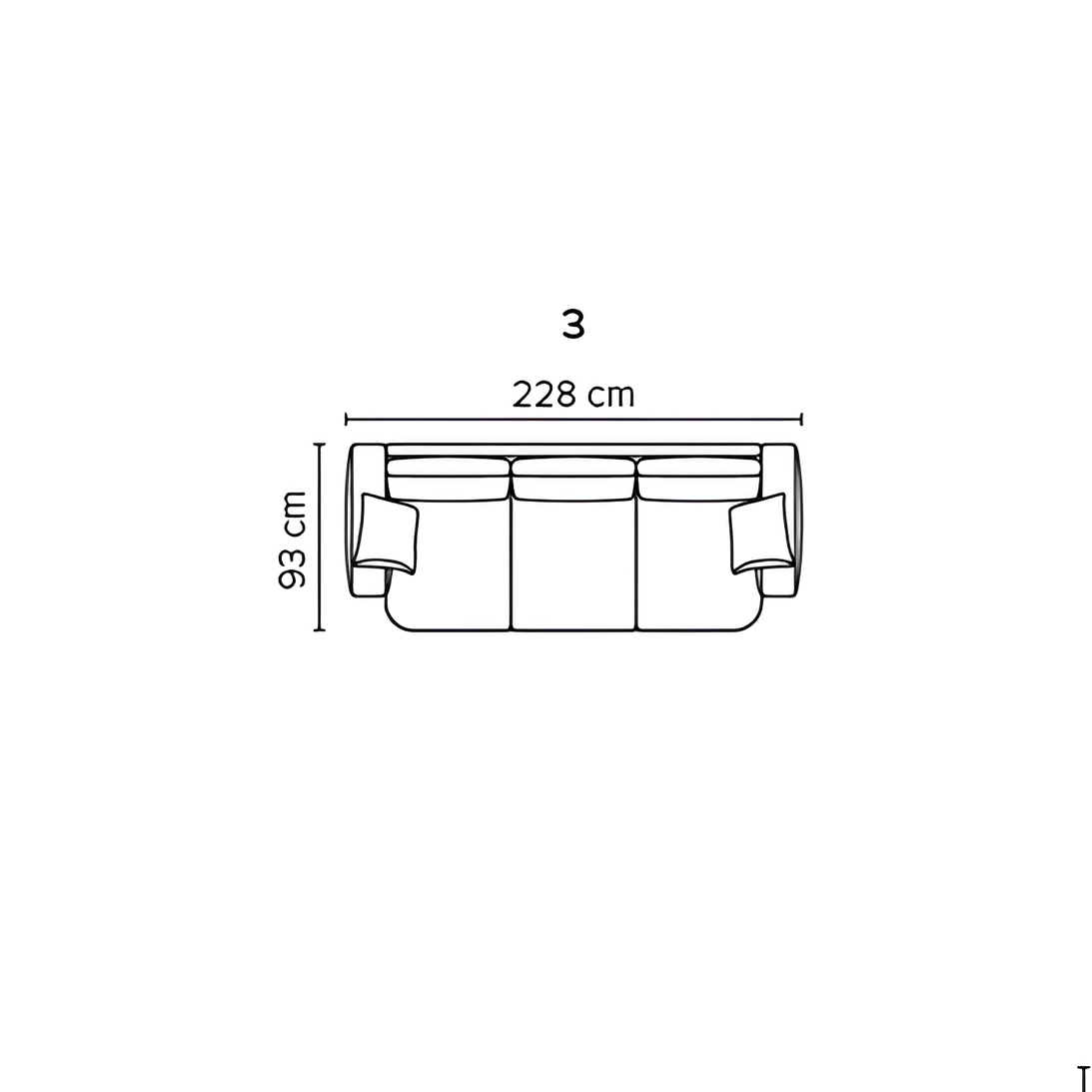 Dīvāns Auras 3 87/228/93 cm Modis 2980