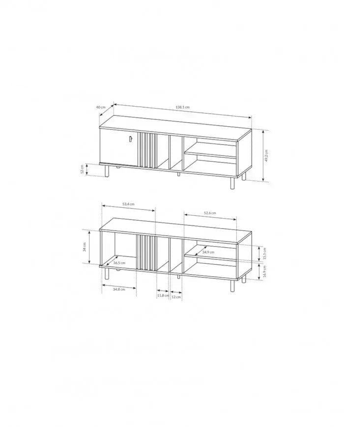 TV skapis Madi 138/49/40 cm artizan ozols/antracīts - N1 Home