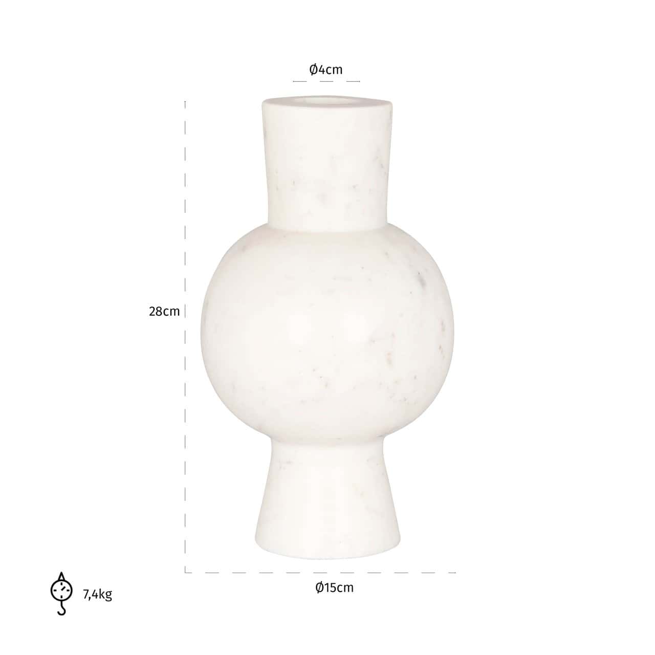 Vāze Jonah Richmond Interiors 15/15/28 cm balts