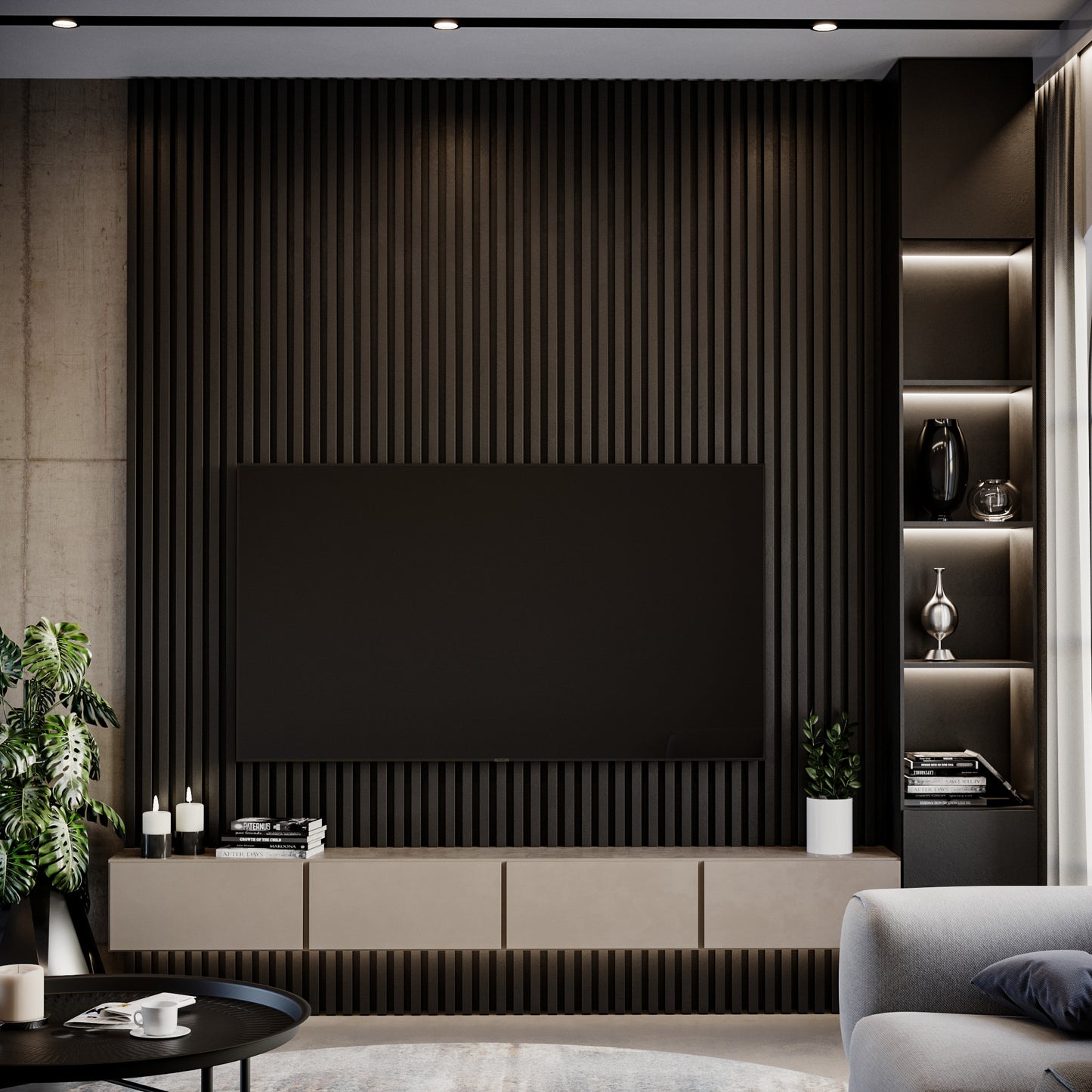 3D sienas lamele melns 3x4x275 cm - N1 Home