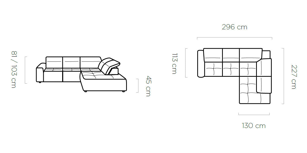 Dīvāns KOLO L 296/113/227 cm - N1 Home