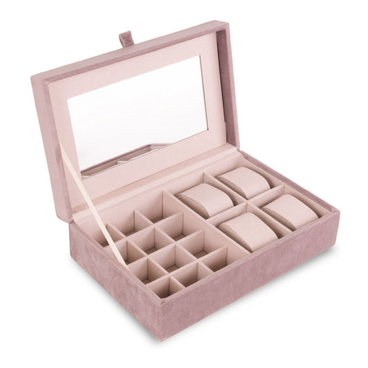 LOVA Juvelierizstrādājumu kastīte ar spoguli, rozā 21x16x12cm - N1 Home