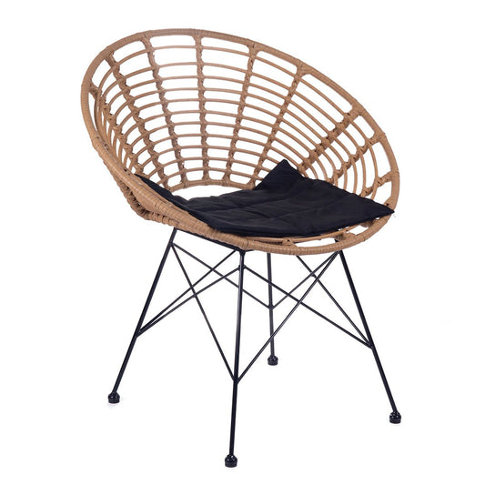 LEUCA boho dabīgs pīts krēsls ar spilvenu 68x65x78 cm - N1 Home