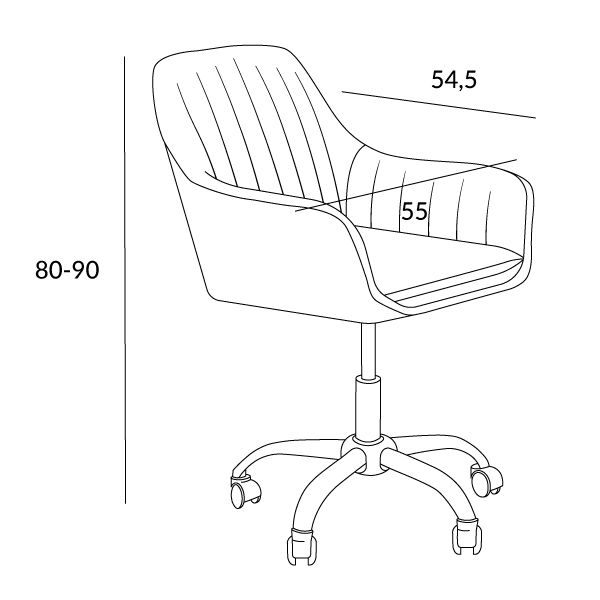 TEILL velūra grozāmais krēsls rozā 55x54,5x80-90cm - N1 Home