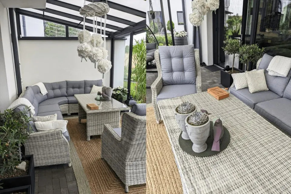 Ēdamgalda komplekts Dova 306/246/87 cm stone pelēks - N1 Home