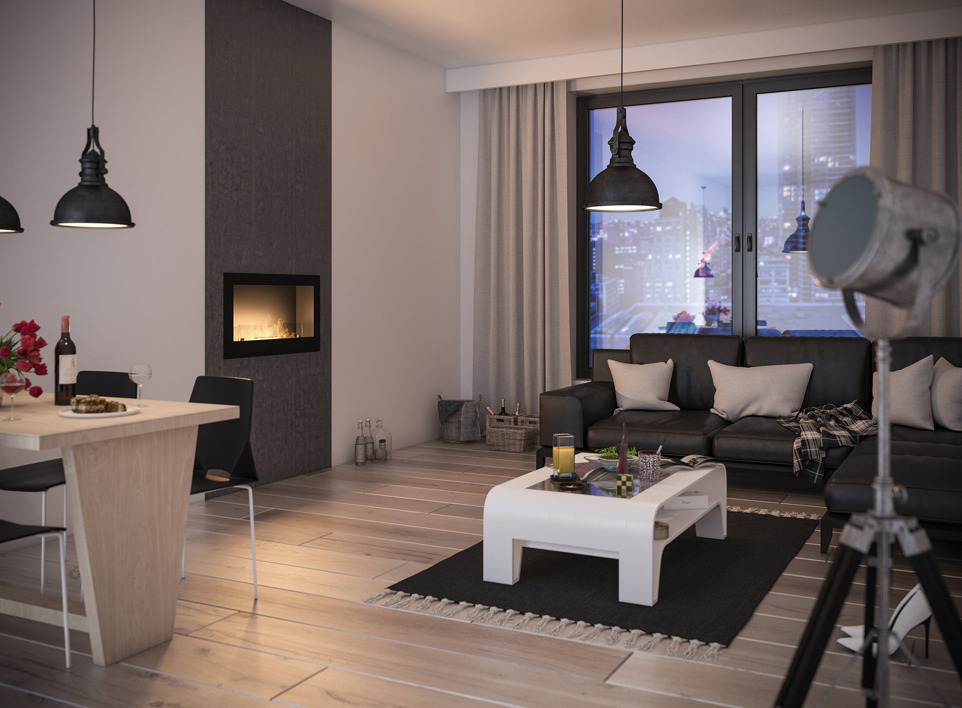 Biokamīns Insi 90/50/16; 120/50/20; 150/50/22 cm melns - N1 Home