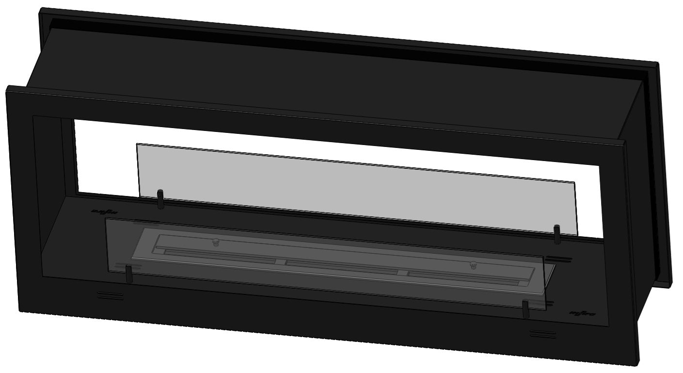 Biokamīns 2Sid 90/50/25; 120/50/25 cm melns - N1 Home