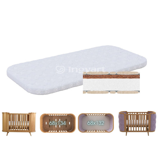 Matračis Boho 68/134 kokos + putas 7  cm balts