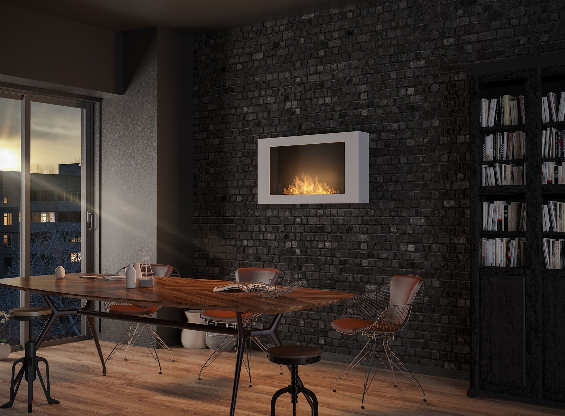 Biokamīns Mura 80/56/16;100/56/16/120/56/16 cm balts - N1 Home