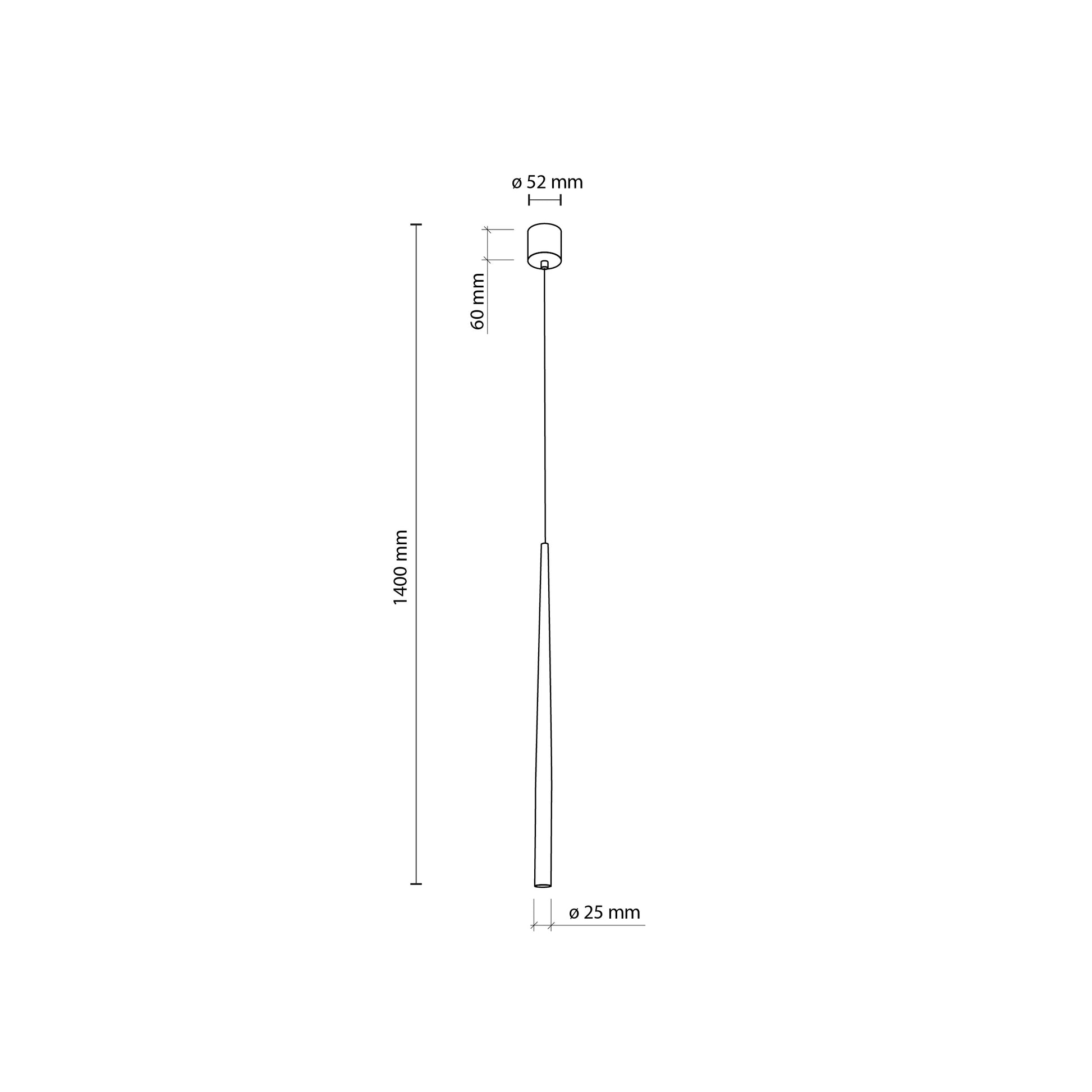 Piekaramā lampa Piano 52 × 52 × 1400 mm melns - N1 Home