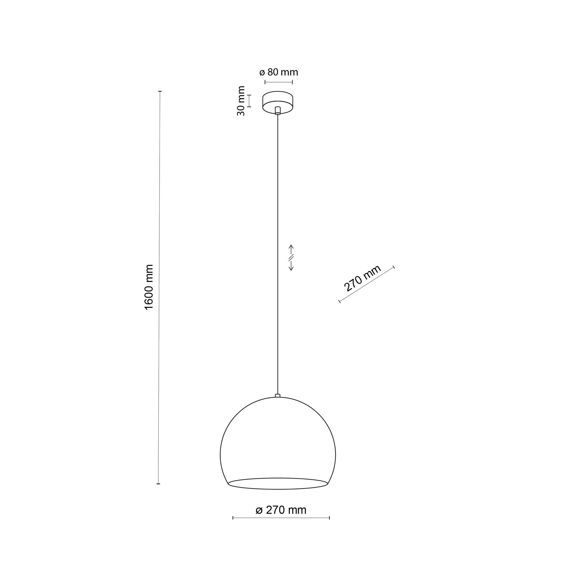 Piekaramā lampa Zoe 270 × 270 × 1600 mm melns - N1 Home