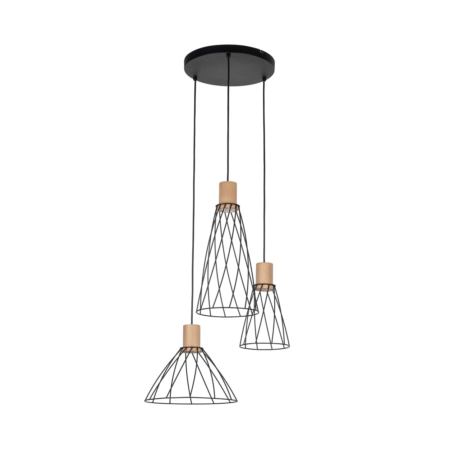 Piekaramā lampa Modest 500 × 500 × 1200 mm melns/priede - N1 Home