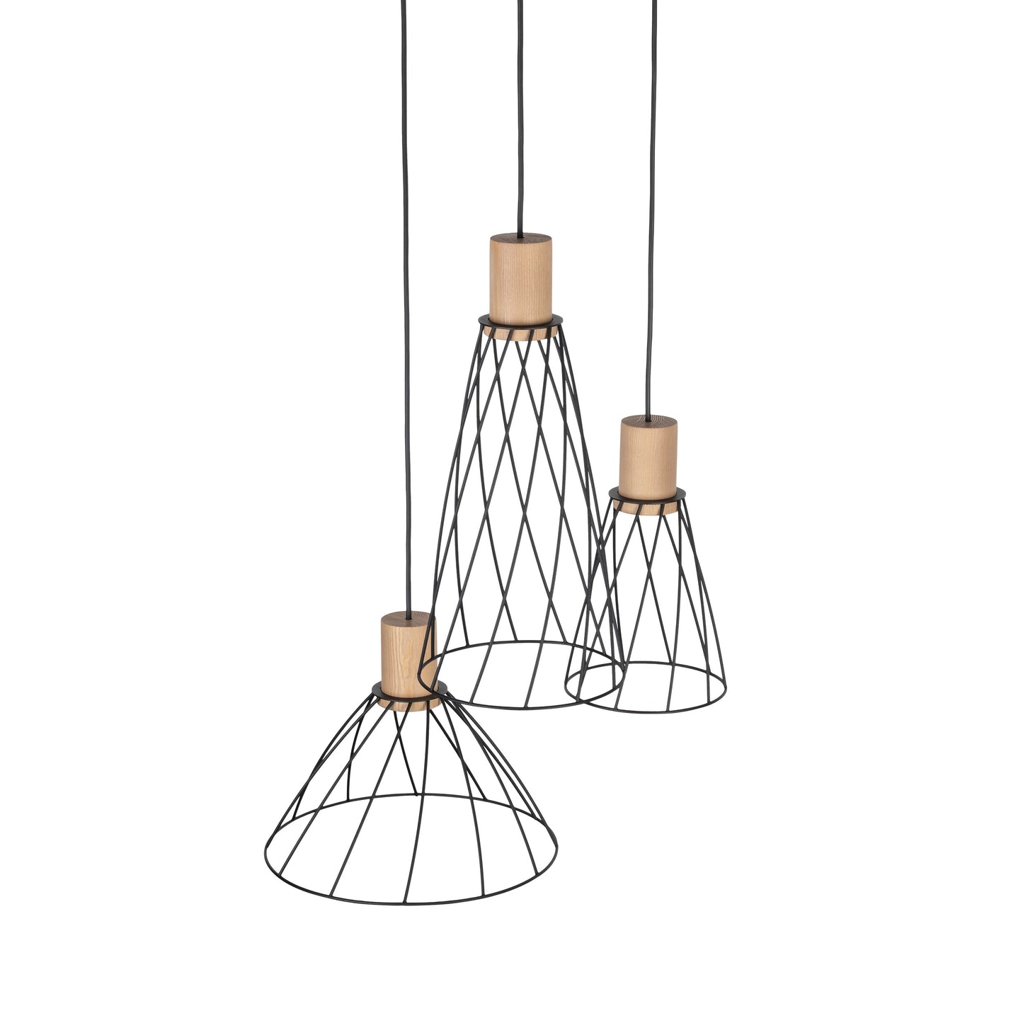 Piekaramā lampa Modest 500 × 500 × 1200 mm melns/priede - N1 Home