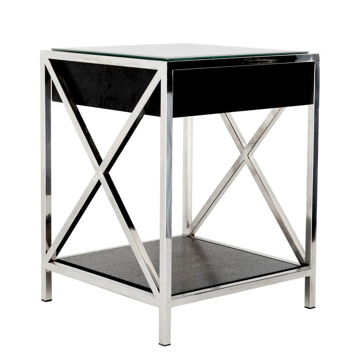 Naktsskapis Beverly Hills Eichholtz 47/46/61 cm melns/hroms
