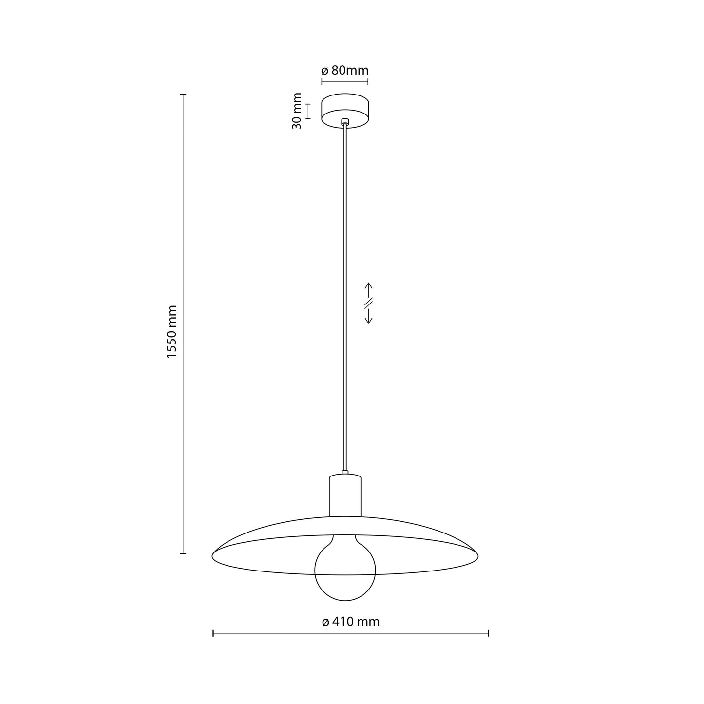 Piekaramā lampa Astra 410 × 410 × 1500 mm sabia - N1 Home
