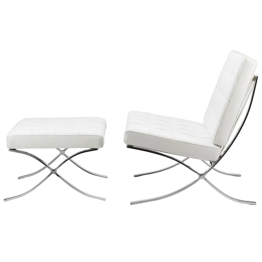 Krēsls Dot Design Barcelona Loreto ar kāju balstu dabīga āda 77x85x75 cm balts - N1 Home