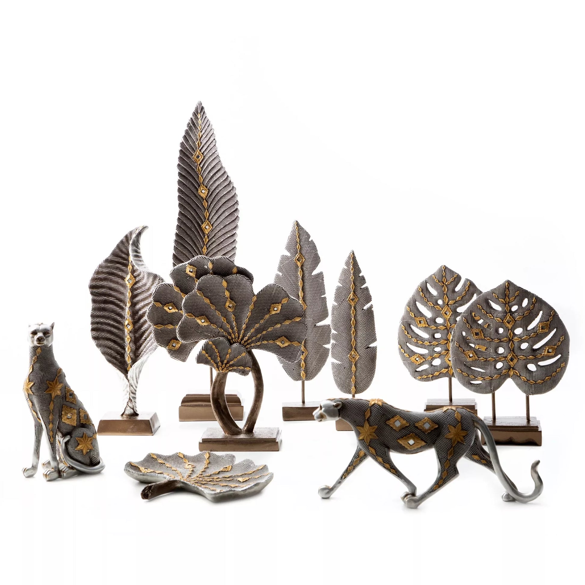 Keramikas figūriņa Ginkgo 20/24/3 cm sudrabs/zelts - N1 Home