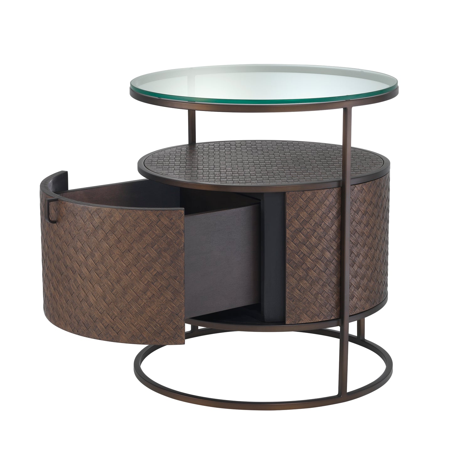 Naktsskapitis Napa Valley Eichholtz 50/50/56 cm Woven oak veneer/bronze finish