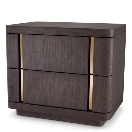 Naktsskapitis Modesto Eichholtz 65/46/56 cm Mocha oak veneer/brushed brass finish