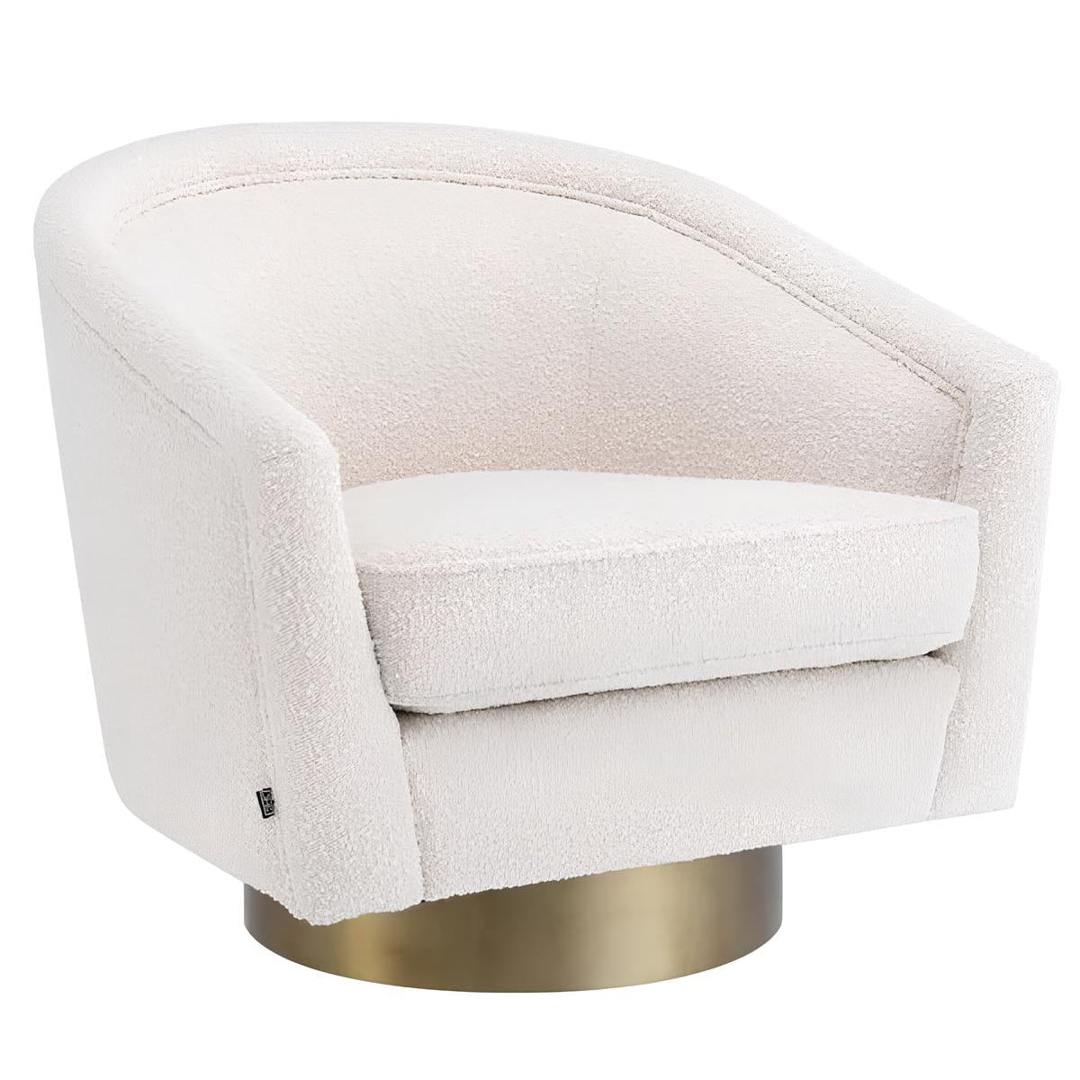 Krēsls Catene Eichholtz 80/80/76 cm Bouclé cream | matte gold finish swivel base - N1 Home