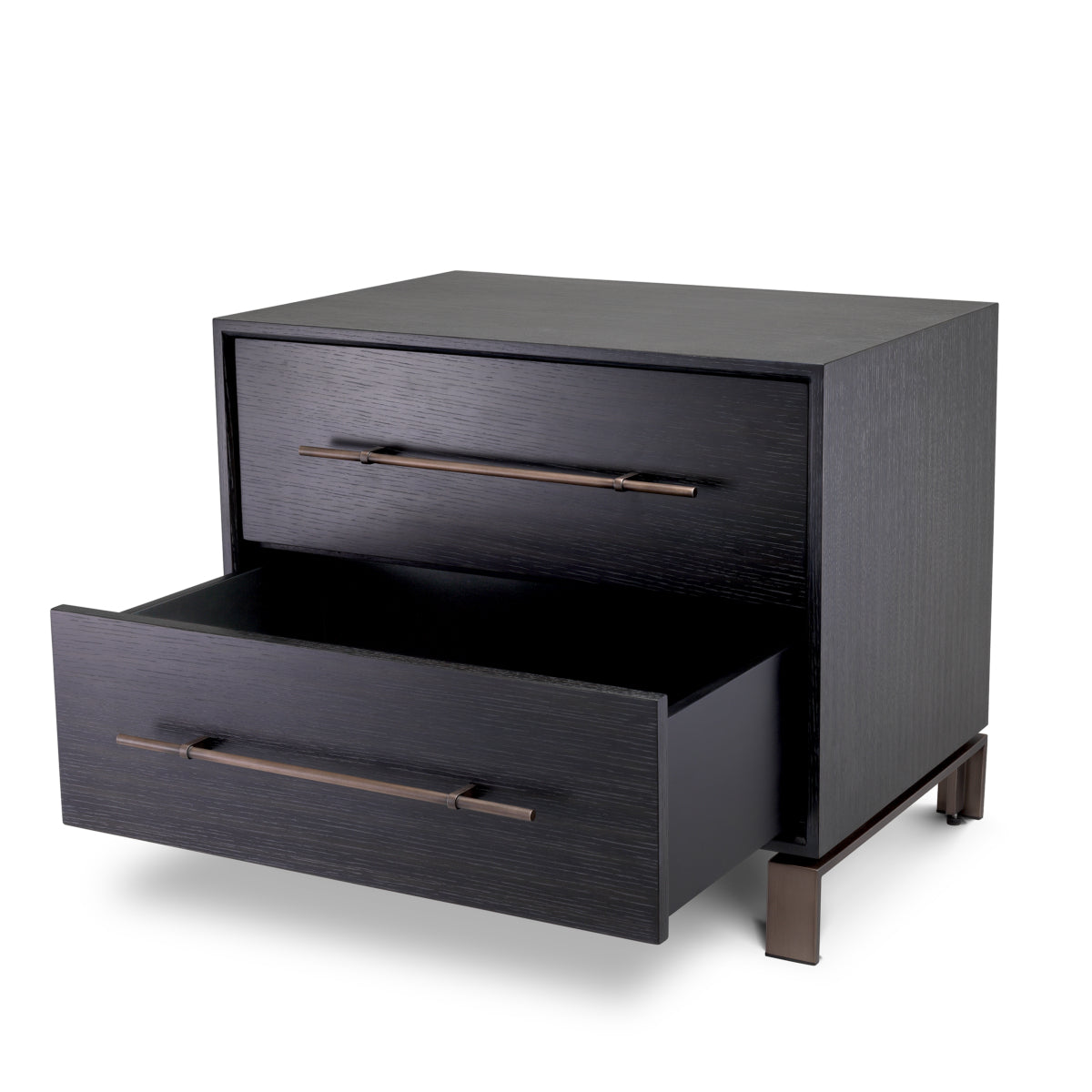 Naktsskapitis Canova Eichholtz 65/48/55 cm Charcoal grey oak veneer/medium bronze finish