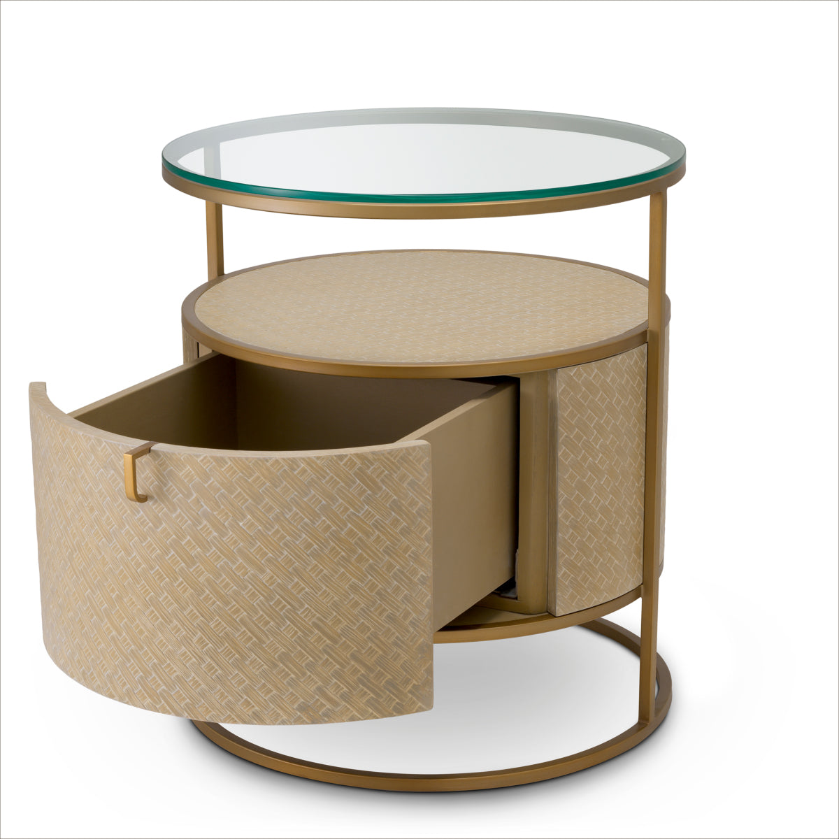 Naktsskapitis Napa Valley Eichholtz 50/50/56 cm Woven washed oak venee/brushed brass finish