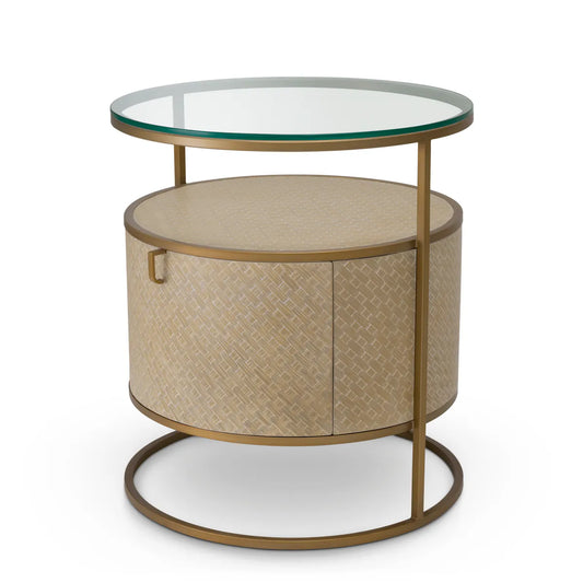 Naktsskapitis Napa Valley Eichholtz 50/50/56 cm Woven washed oak venee/brushed brass finish