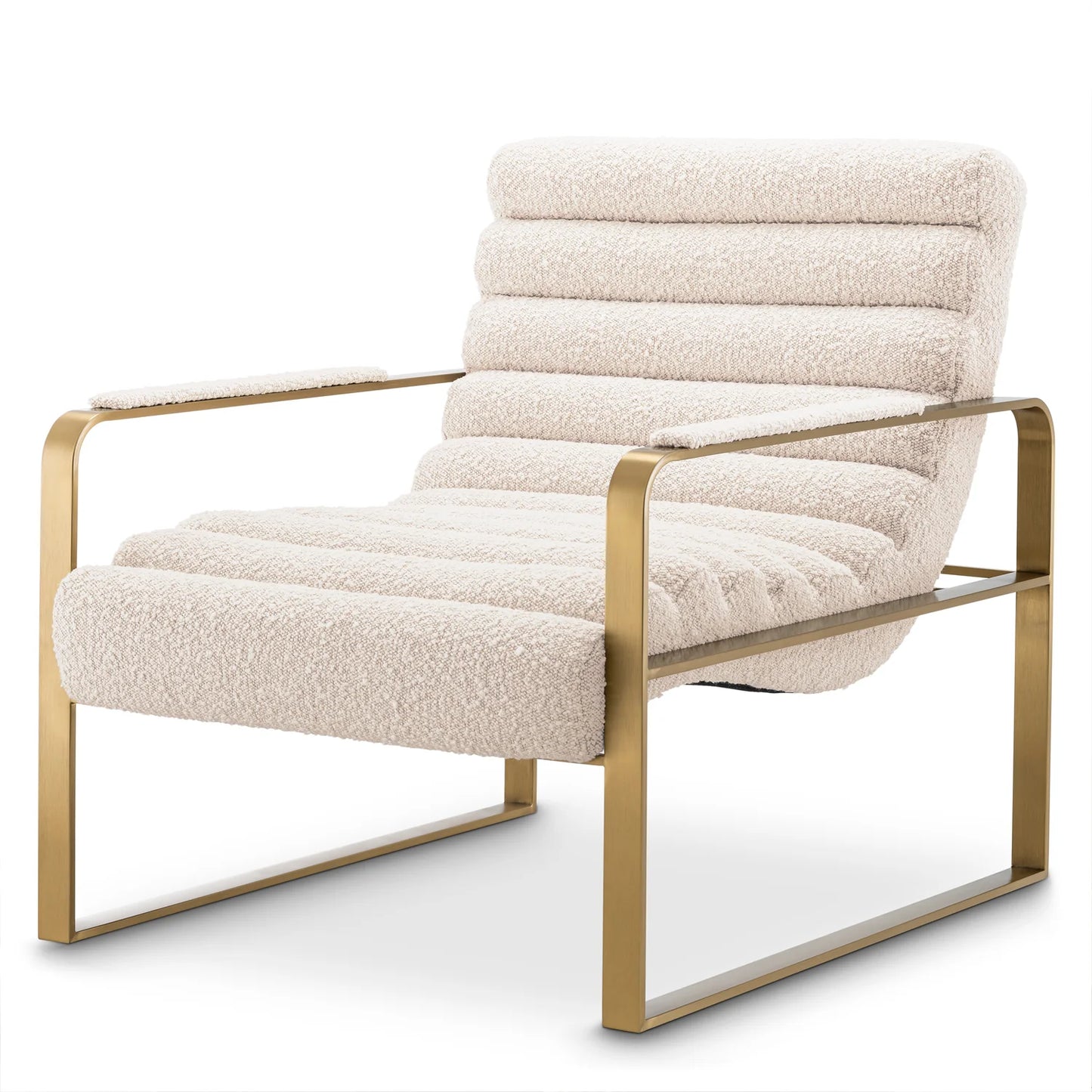 Krēsls Olsen Eichholtz 68.5/88/77 cm Brushed brass finish | bouclé cream - N1 Home