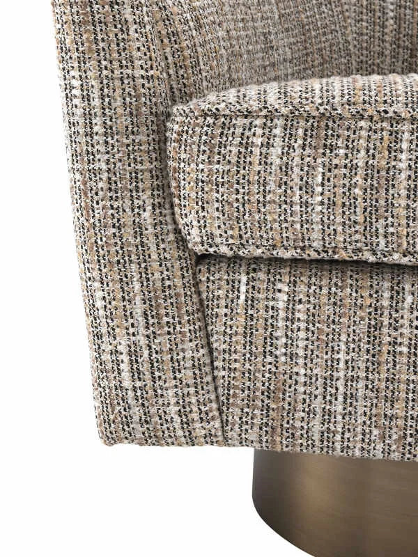 Krēsls Catene Eichholtz 80/80/76 cm Mademoiselle beige | matte gold finish swivel base - N1 Home