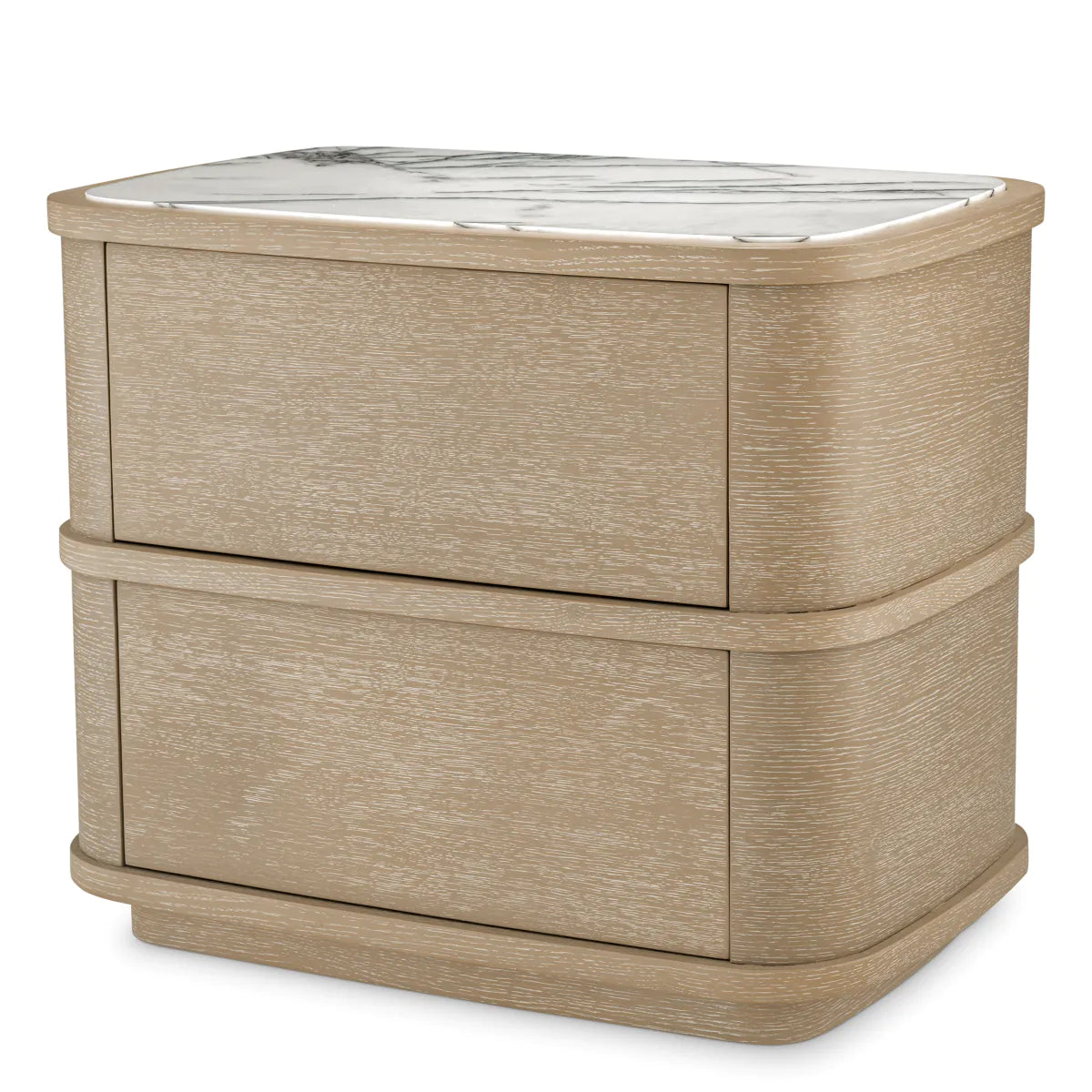 Naktsskapitis Cabana Eichholtz 75/49/63 cm Washed oak veneer/bianco lilac marble