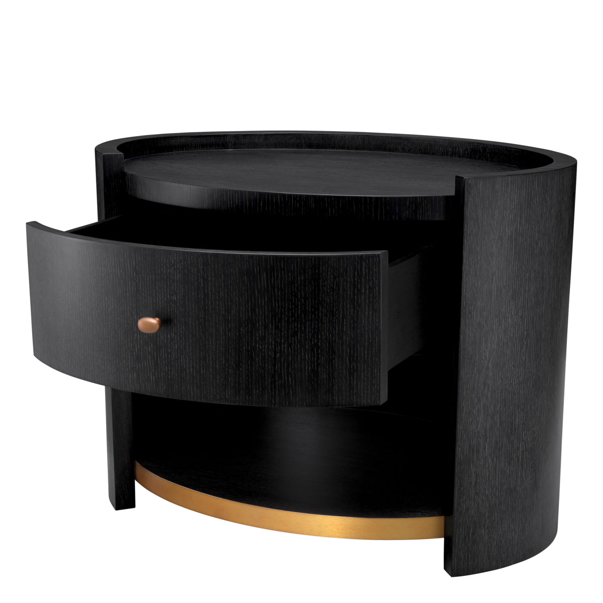 Naktsskapitis Rosemberg Eichholtz 80/56/60.5 cm Charcoal grey oak veneer/brushed brass finish