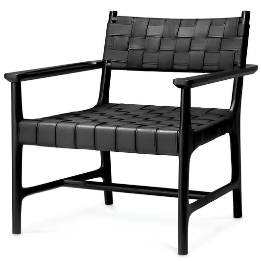 Krēsls Tiberio Eichholtz 70/69,5/77 cm Black leather | black legs - N1 Home