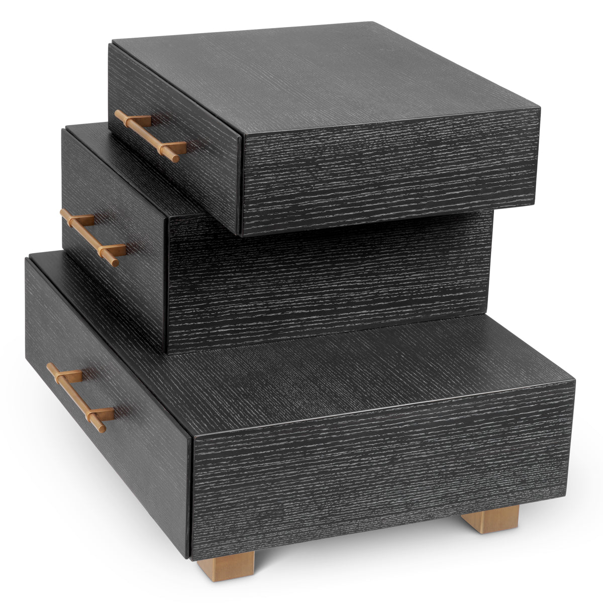 Naktsskapitis Evendale Eichholtz 60/50.5/49 cm Charcoal oak veneer/brushed brass finish