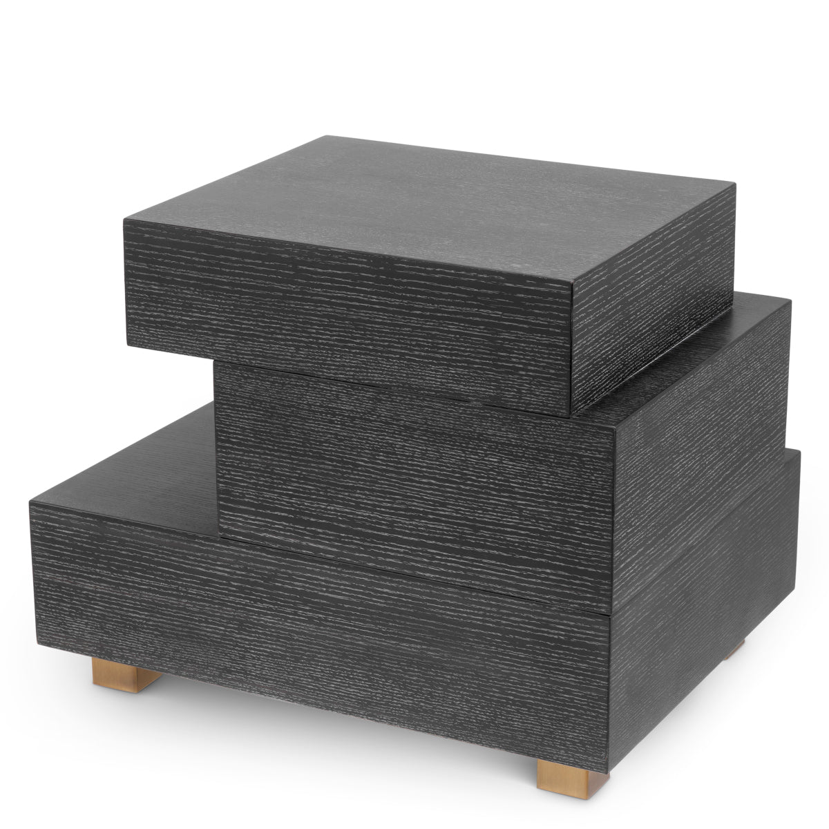 Naktsskapitis Evendale Eichholtz 60/50.5/49 cm Charcoal oak veneer/brushed brass finish