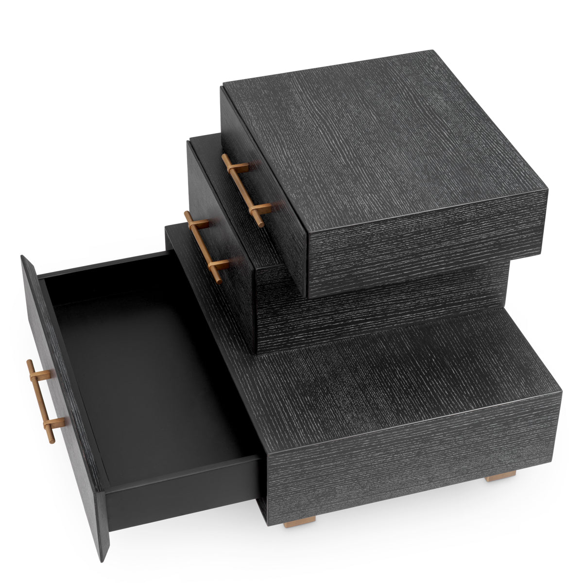Naktsskapitis Evendale Eichholtz 60/50.5/49 cm Charcoal oak veneer/brushed brass finish