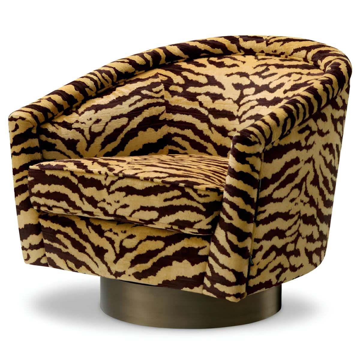 Krēsls Catene Eichholtz 80/80/76 cm Tigris brown | brushed brass finish swivel base - N1 Home