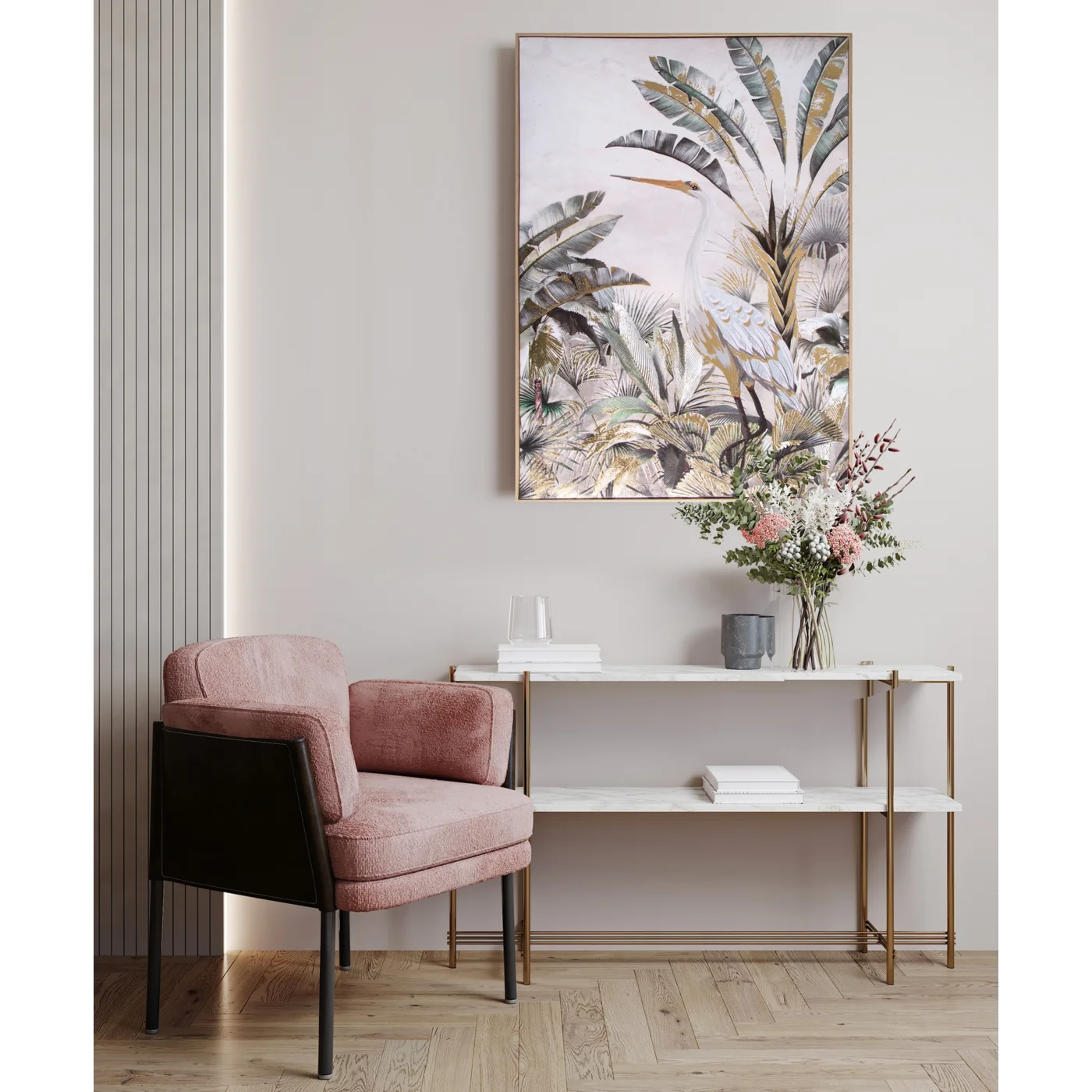 Uz audekla uzdrukāts attēls ar tropisku motīvu Putns 50/70 cm - N1 Home