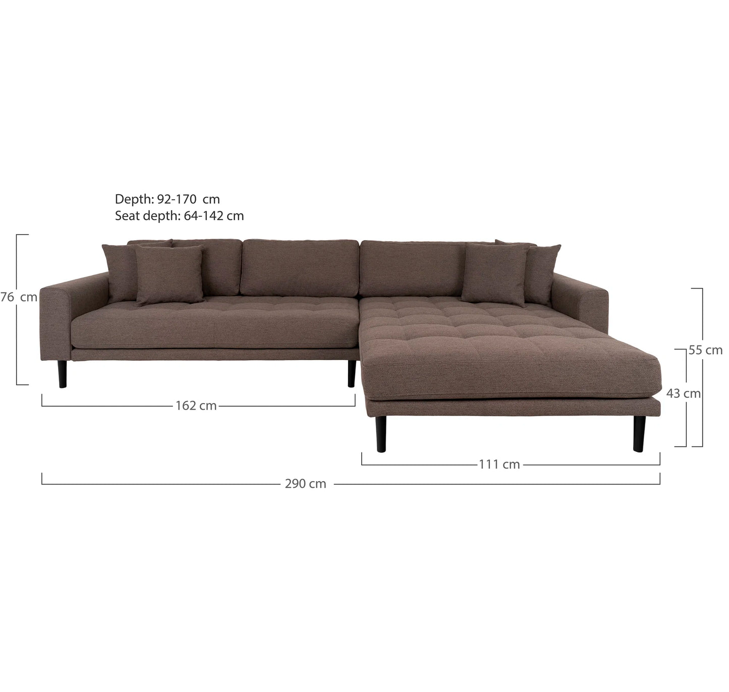 Dīvāns Lounge Lito 290/170/76 cm brūns