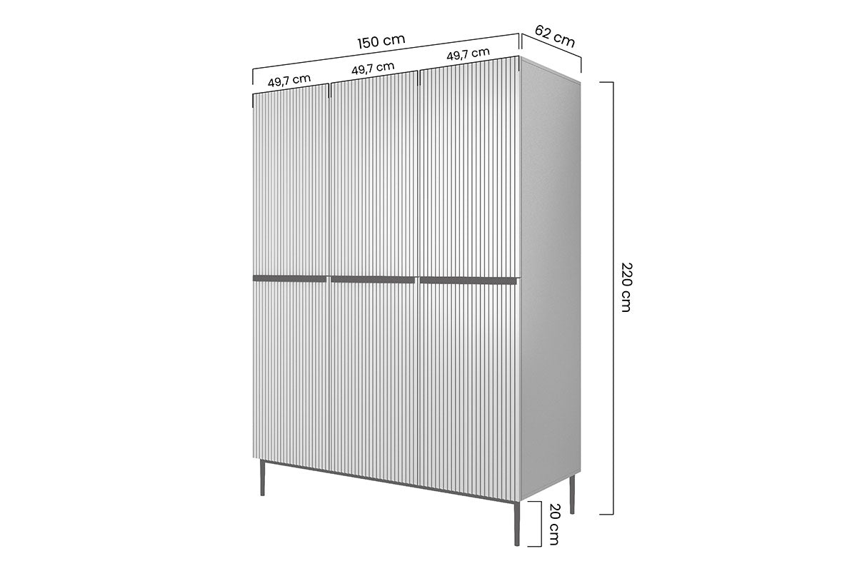 Skapis AUSTIN zelta 150/220/62 melns - N1 Home