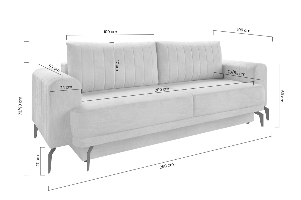 Dīvāns ANDO 250/90/100 cm pelēks - N1 Home