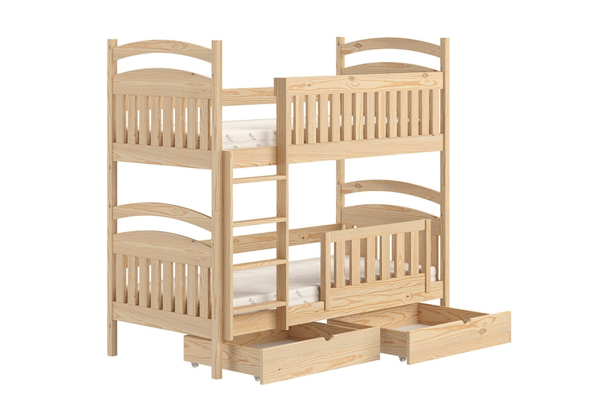 Koka divstāvu gulta ar atvilktnēm ELLY 180x80 cm priede - N1 Home