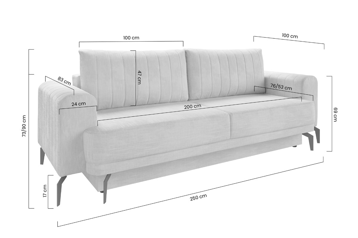 Dīvāns KOMO hidrofobs 250/73-90/100 cm pelēks - N1 Home